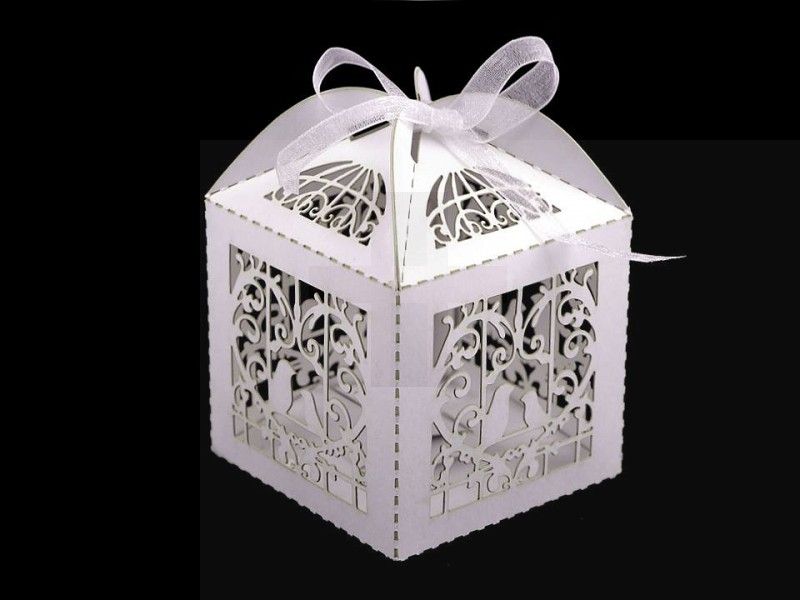 Laser Cut Hochzeit Geschenkbox mit Schleife - 10 St./Packung Boxen, Säckchen