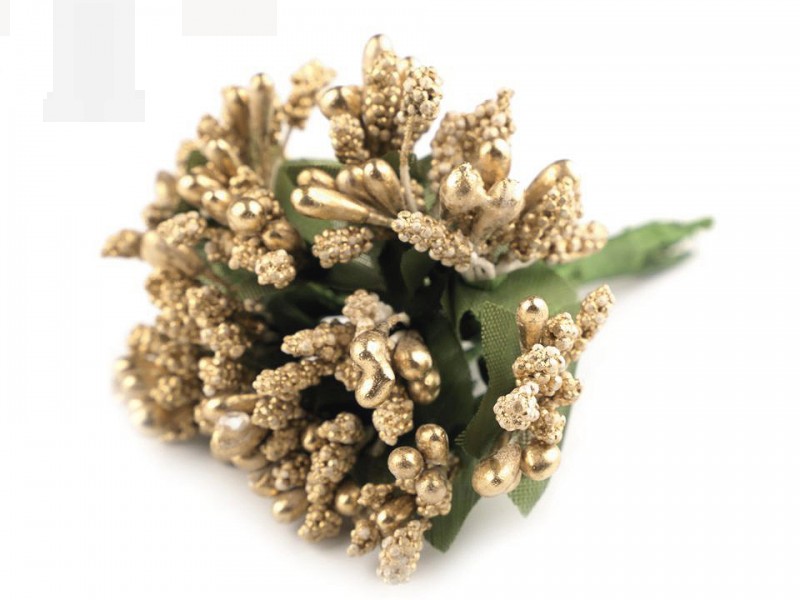 Blumen Staubblätter auf Draht metallisch - Golden Kränze