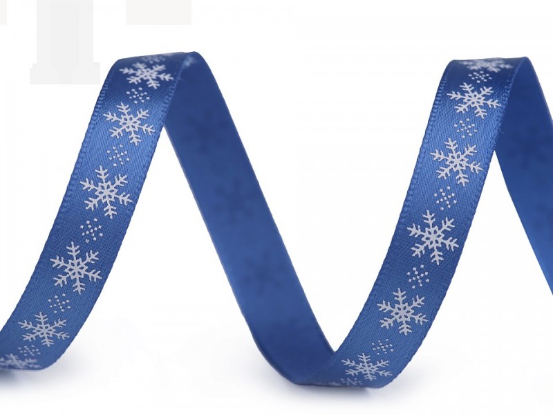 Satinband mit Schneeflocken - Blau Geschenke einpacken