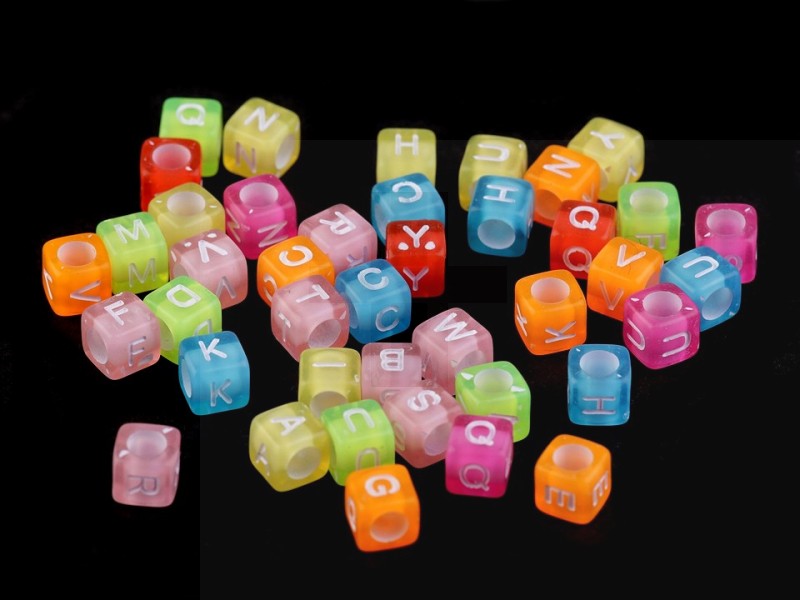 Kunststoffperlen mit Buchstaben und Zahlen - 90 St.  Perlen,Einfädelmaterial
