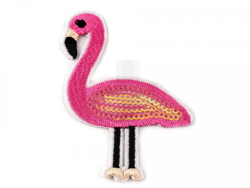 Aufbügler Flamingo mit Pailletten - 2 St./Packung Aufbügler, Aufnäher Flicken