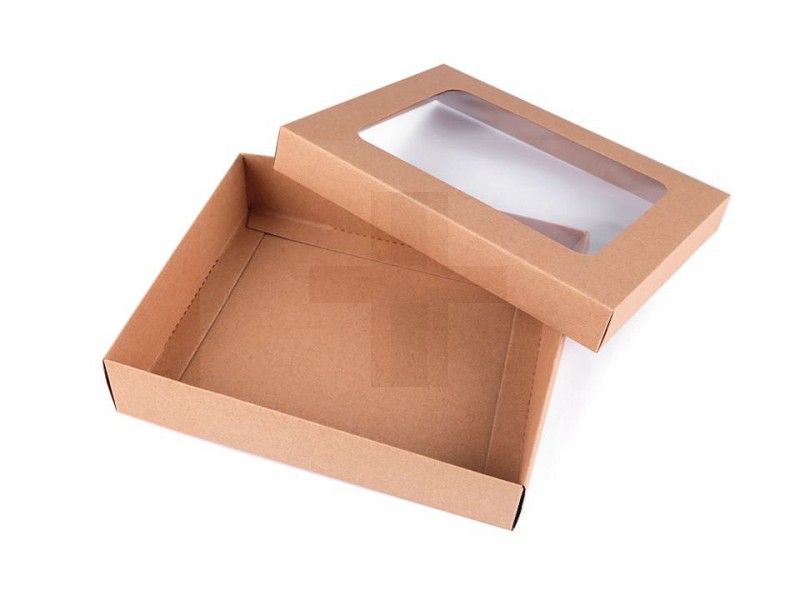 Papierbox natural mit Fenster - 5 St./Packung Geschenke einpacken