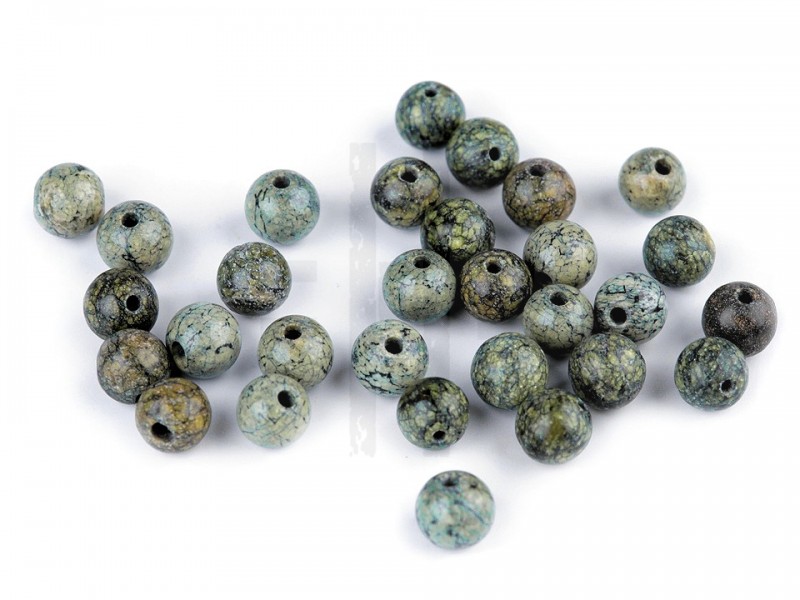  Mineralperlen russischer Serpentin grün - 10 St./Packung Mineral, echte Perlen