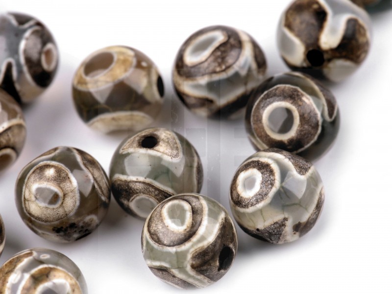 Mineralperlen Tibetischer Achat - 10 St./Packung Perlen,Einfädelmaterial