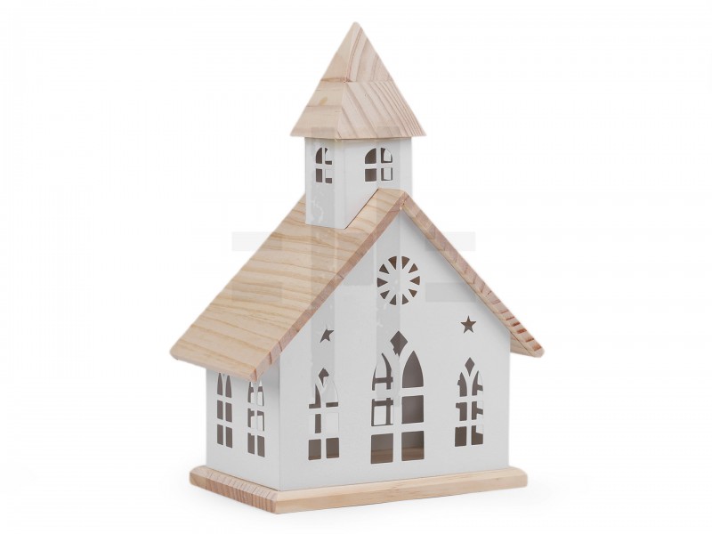      Dekorative Kirche mit Holzdach - 30 cm