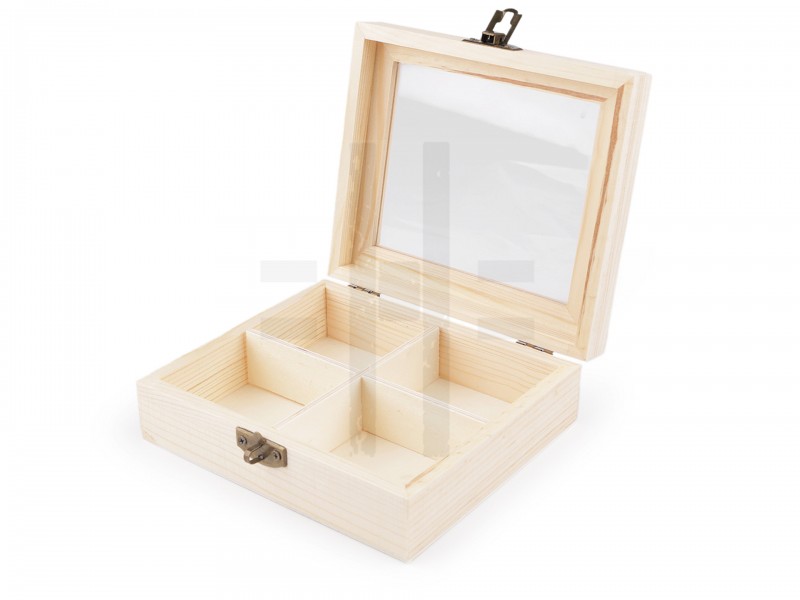 Holzbox mit Glasfenster - 13 x 15 cm Aufbewahrung, Reinigung