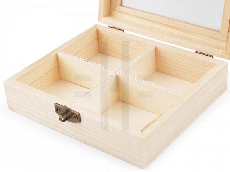 Holzbox mit Glasfenster - 13 x 15 cm Aufbewahrung, Reinigung