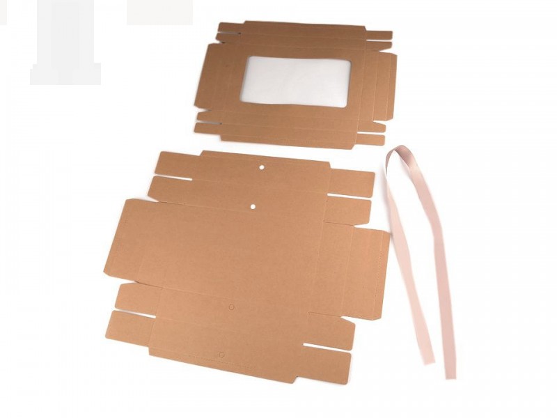 Geschenkbox aus Papier mit Fenster und Band - 5 St./Packung Geschenke einpacken