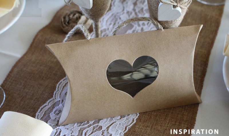 Geschenkbox natural mit Herz und Taschengriff - 5 St. Geschenke einpacken