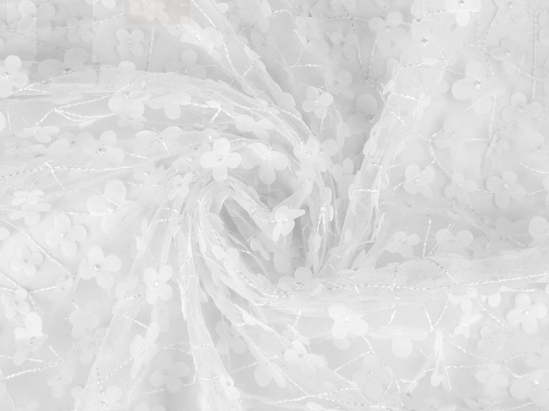 Zarter Tüll bestickt mit Blumen - Weiß Hochzeit Dekoration