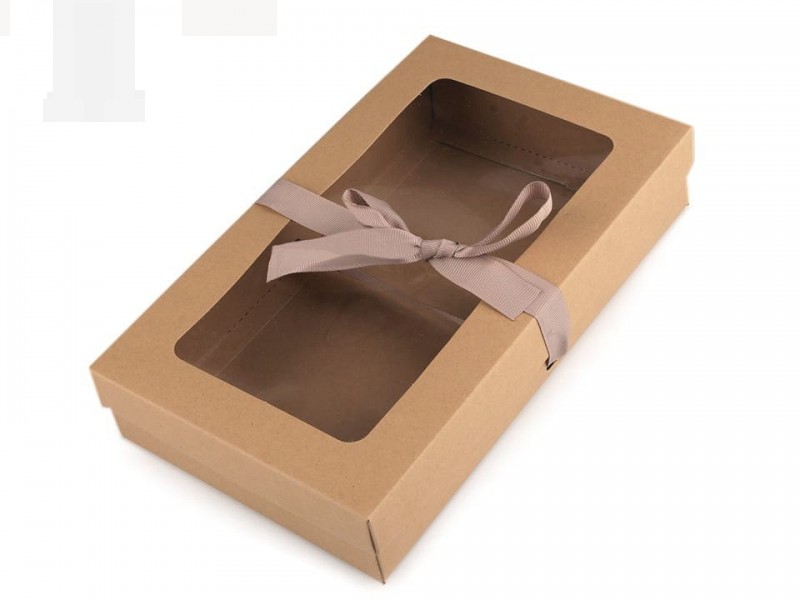 Papierbox mit Fenster und Band - 5 St./Packung Geschenke einpacken