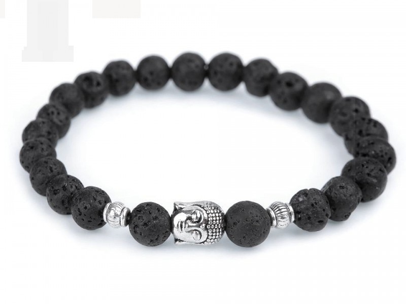 Buddha Armband schwarze Lava Armbänder, Ringe