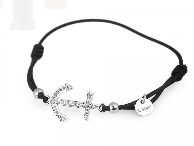 Armband elastisch Anker aus Edelstahl - Schwarz Armbänder, Ringe