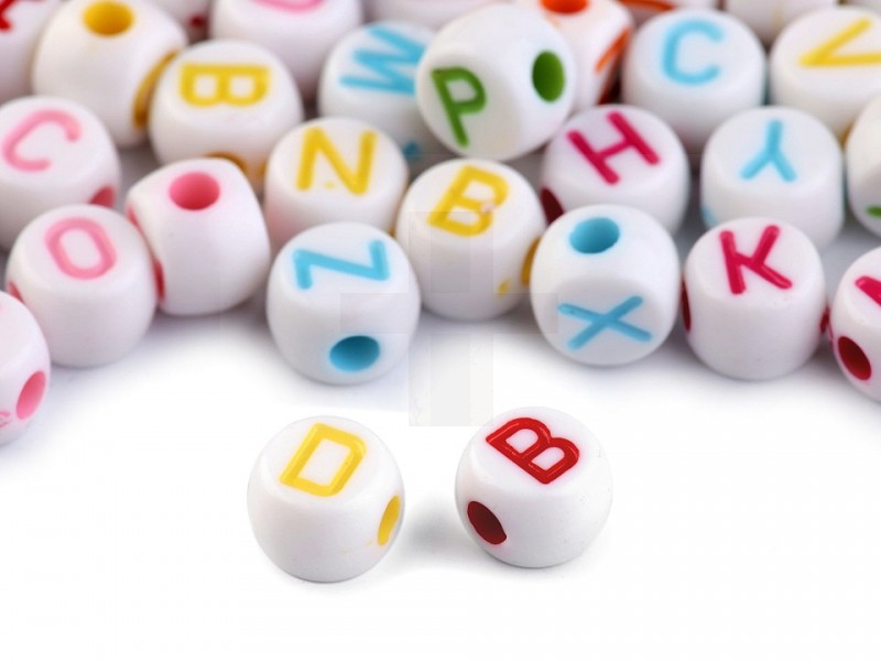 Kunststoffperlen mit Buchstaben - 50 St. Perlen,Einfädelmaterial
