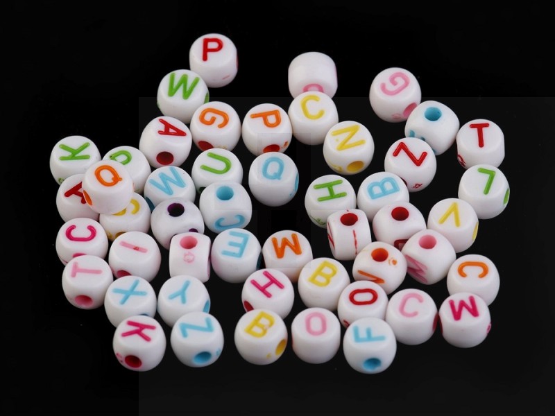 Kunststoffperlen mit Buchstaben - 50 St. Perlen,Einfädelmaterial