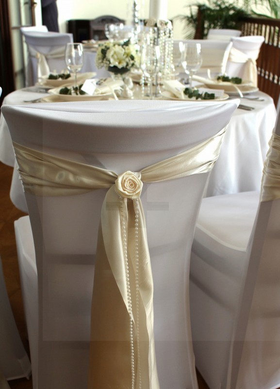     Stuhlhusse elastisch glatt - Ecru Hochzeit Dekoration