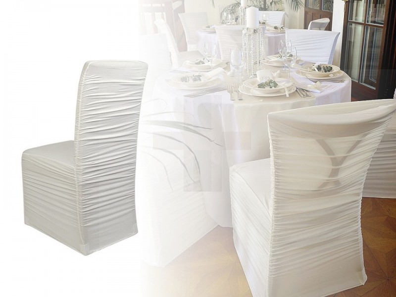    Stuhlhusse elastisch gerafft - Weiß Hochzeit Dekoration