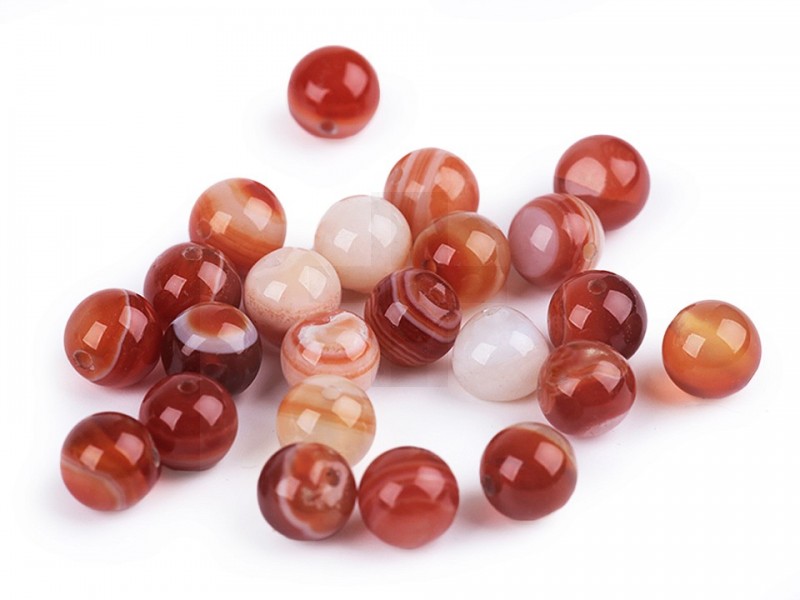 Mineralperlen Achat rot - 12 St./Packung Mineral, echte Perlen