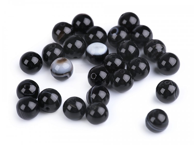 Mineralperlen Achat schwarz - 10 St./Packung Mineral, echte Perlen