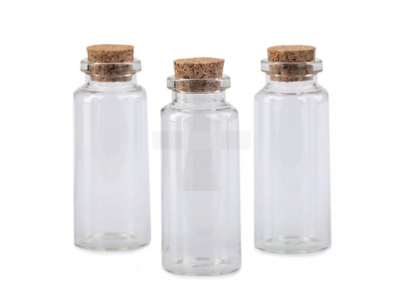 Glasflaschen mit Korken 30x70 mm - 12 St./Packung Holz,Glas Dekozubehör