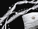 Hochzeitsband dreifach mit Perlen - 13,5 m Bänder,Borten