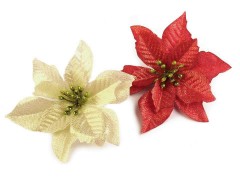 Weihnachtsstern mit Lurex Blumen, Federn