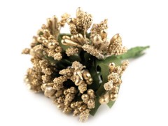Blumen Staubblätter auf Draht metallisch - Golden Blumen, Federn