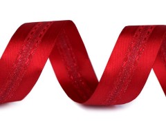 Satinband mit Lurex  20 m - Rot Bänder,Borten