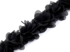 Borte mit Blumen aus Chiffon elastisch - Schwarz Gummibänder