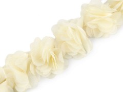 Borte mit Blumen aus Chiffon elastisch - Beige Gummibänder