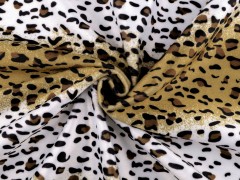 Pelz mit Leopardenmuster Jeans-, Pelz, Kunstleder