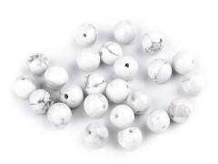 Mineralperlen Howlit - 12 St./Packung Mineral, echte Perlen