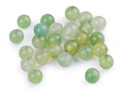 Mineralperlen Chalcedon grün, nachgefärbt - 12 St./Packung Mineral, echte Perlen