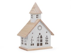      Dekorative Kirche mit Holzdach - 30 cm Zierstück,Figur