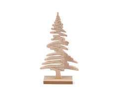             Weihnachtsbaum aus Holz mit Glitzer - 19 cm 