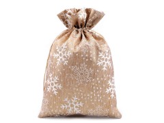 Geschenkbeutel Schneeflocken Brokat-Aufdruck - 20 x 30 cm Geschenke einpacken
