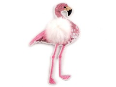 Aufbügler Flamingo mit Fell Aufbügler, Aufnäher Flicken