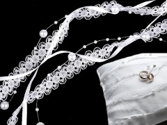 Hochzeitsband dreifach mit Perlen - 13,5 m 