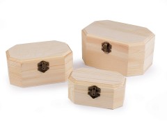 Holzbox / Holzschachtel 3 Stk./Set Boxen, Säckchen