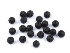  Mineral Perlen schwarze Lava - 24 St./Packung Mineral, echte Perlen